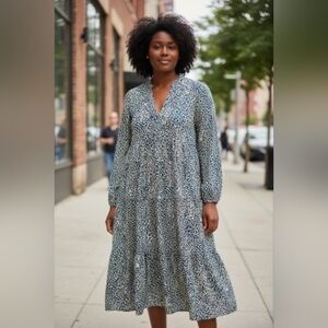 SHEIN Blue and White Maxi Dress